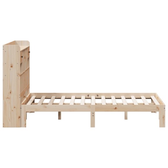 Seng med bokhylle uten madrass 160x200 cm heltre furu 8721158613929