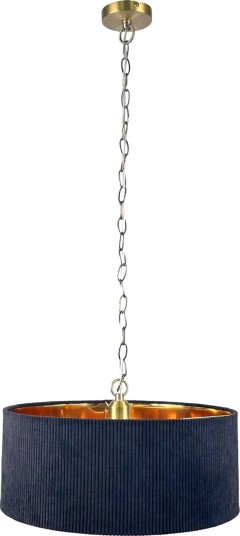Pendellampe med stoffskjerm – rillet design bronseinnvendig