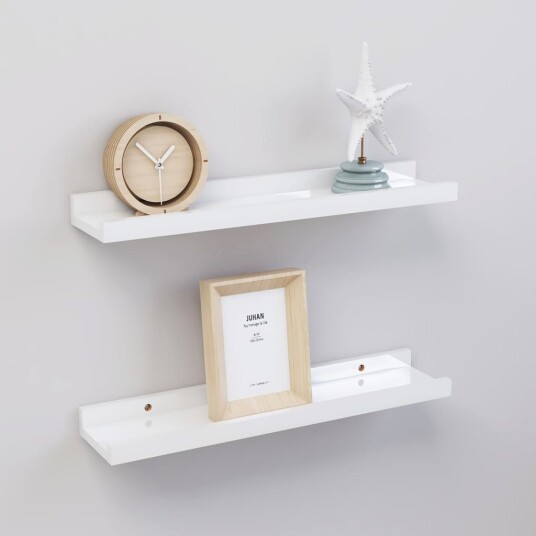 vidaXL Vegghyller 2 stk h?yglans hvit 40x9x3 cm