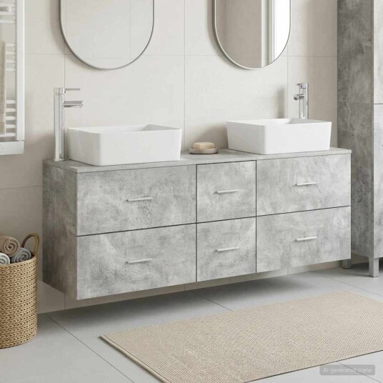 vidaXL Baderomsskapsett 3 stk. Betonggrå 53 x 34,5 x 63 cm vidaXL Baderomsskapsett 3 stk. Betonggrå 53 x 34,5 x 63 cm