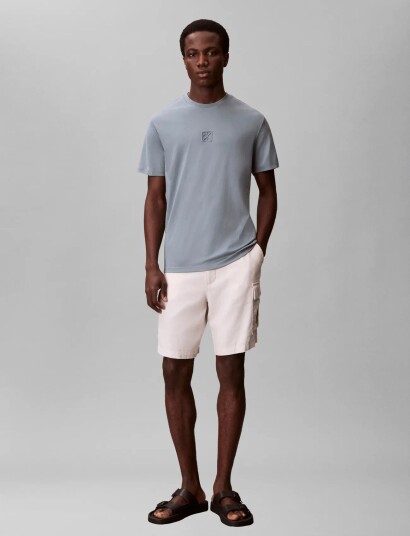 Calvin Klein Ss Supima Emblem Logo Tee Blue L
