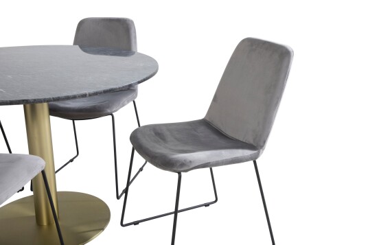 Venture Home Estelle Spisegruppe 106 cm Rund med 4 Muce Stoler Sort/Guld
