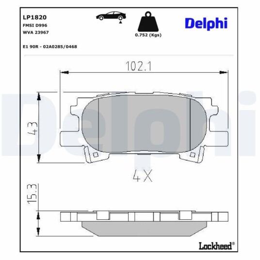 Bremseklosser DELPHI LP1820