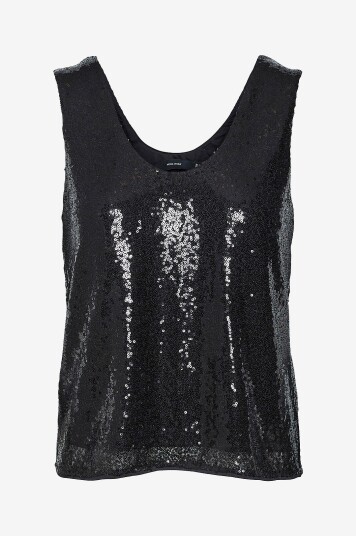 Vero Moda - Paljettopp Vmkaje SL V-neck Top Jrs GA - Svart