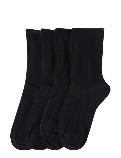 Lindex Sock 4 P Roll Edge Basic Black 36/38