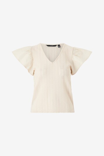 Vero Moda - Topp vmNaja SS V-neck Top - Beige