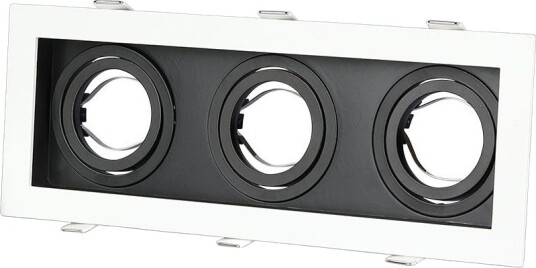 V Tac 3xGU10 innfellingsspot firkantet   Hvit/Sort aluminium uten lyskilde hull: Ø256x85mm mål: 270x100mm