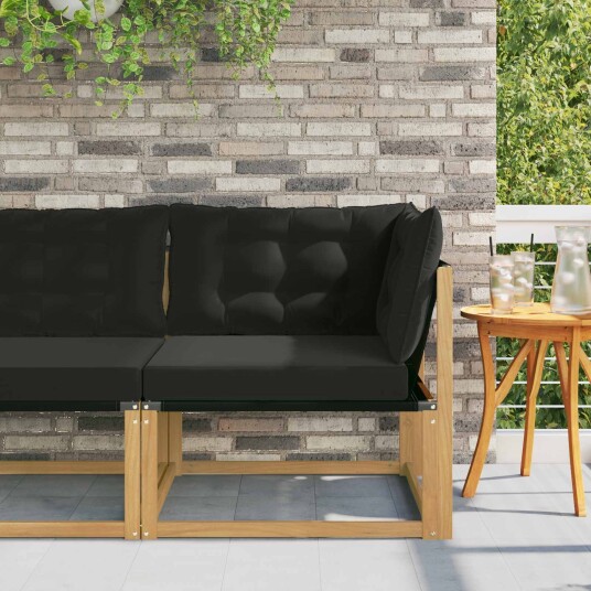 vidaXL Ute Hjørnesofa Massiv akasietre og Textilene Hvit