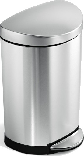Halvrund pedalbøtte 10 l enkeltbeholder børstet stål brushed steel