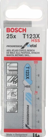 Stikksagblad Bosch T 123 XF; 25 stk