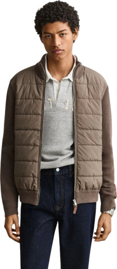 Gant Hybrid Zipped Cardigan Brown M
