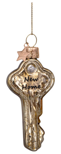 Vondels Glassornament gullnøkkel med new home 8 cm Vondels Glassornament gullnøkkel med new home 8 cm