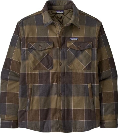 Patagonia M"s LW Insulated Fjord Flannel Shirt Snow Owl: Basin Green