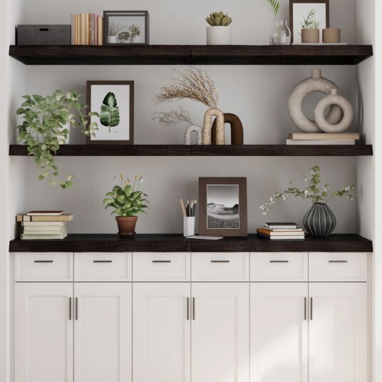 vidaXL Vegghylle m?rkegr? 180x60x6 cm behandlet heltre eik vidaXL Vegghylle m?rkegr? 180x60x6 cm behandlet heltre eik