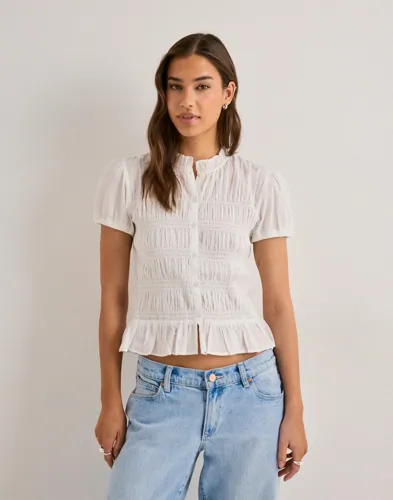 Nelly   Hvit   Puff Sleeve Smock Blouse