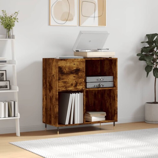 Hifi benk røkt eik 84,5x38x89 cm konstruert tre