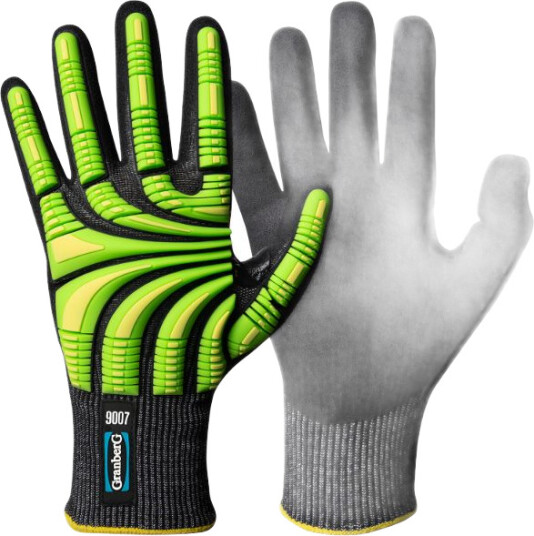 Granberg Typhoon Cut Resistant Impact Hi-Viz beskyttelseshansker svart/grå/grønn/gul 6 par SGR-115-9007 8