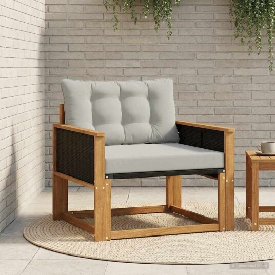 vidaXL Utendørs sofa sett Massiv akasietre og Textilene Naturlig
