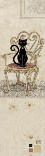 Bokmerke Bug Art svart katt på stol