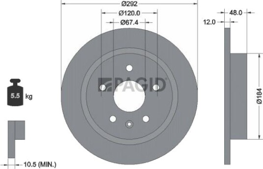 PAGID 55229NC Bremseskive