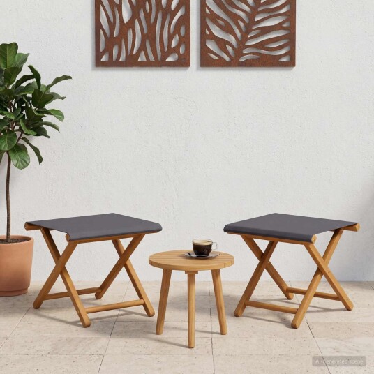 vidaXL Hage Stol 2 pcs Solid Eucalyptus Tre Grå