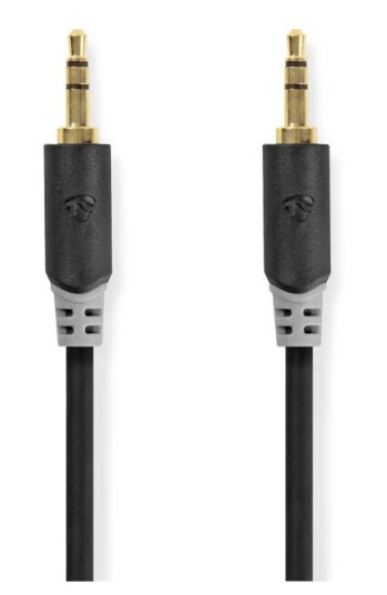 Nedis 2m Stereo Lydkabel 3.5mm Han Gullbelagt Antrasitt Rund