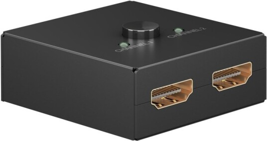 Goobay Manuell HDMI™-bryter 2 til 1 (4K @ 30 Hz) for å bytte mellom 2x HDMI™-enheter koblet til 1x HDMI™-skjerm