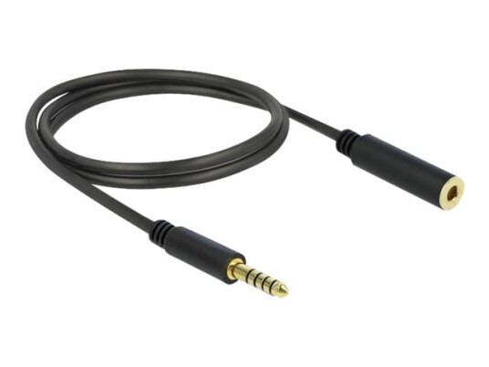 Delock Lydforlengelseskabel balansert stereo 4,4 mm hann til balansert stereo 4,4 mm hunn 1 m svart