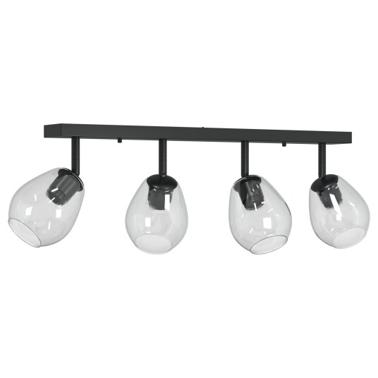 Takspot Svart 70 X 13 26cm Glass Og Metall