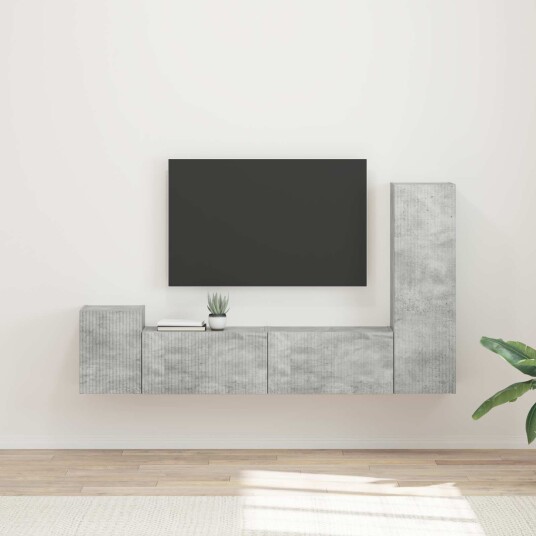 TV benksett Veggmontert 4 pcs Betonggrå Konstruert tre TV benksett Veggmontert 4 pcs Betonggrå Konstruert tre