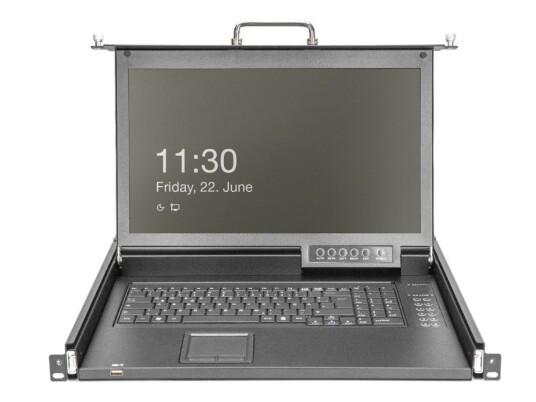 Digitus - Kvm-Konsoll Med Kvm-Svitsj - 8 Porter - Tysk - 17" - Kan Monteres I Rack - 1920 X 1080 Full Hd (1080P) @ 60 Hz - 1000:1 - Ral 9005, svart 1U
