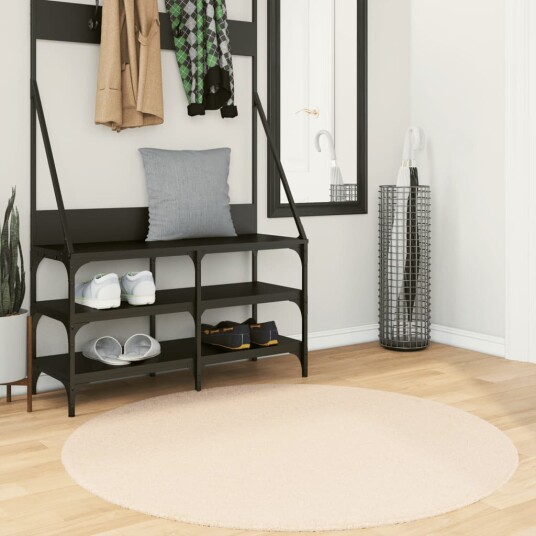 Teppe HUARTE kort luv mykt og vaskbart beige Ø 120 cm