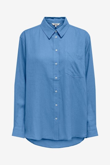 Only - Skjorte onlTokyo L/S Linen Blend Shirt - Blå