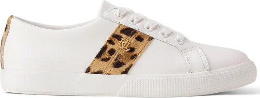 Lauren Ralph Lauren Janson Ii Haircalf Trim Leather Sneaker White 40