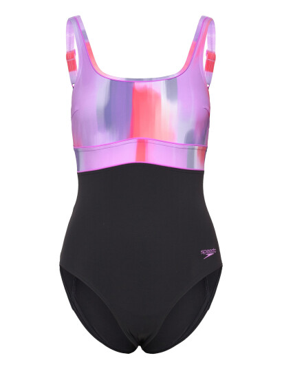 Speedo Womens Shaping Contoureclipse Printed 1 Piece - Black - 36
