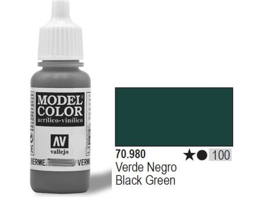 Vallejo Modell Farge 70.980 Svart Grønn 17ml for Modellbygging