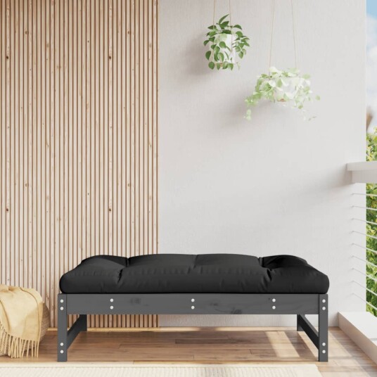 vidaXL Hagefotskammel grå 120x80 cm heltre furu
