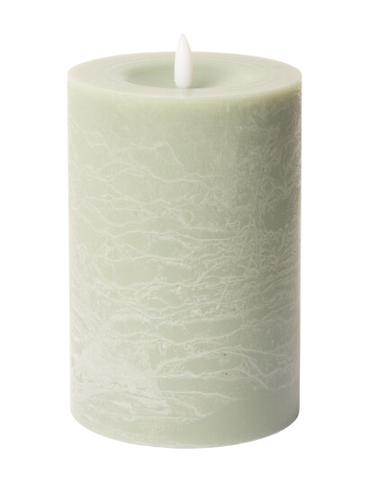 C"est Bon Rustic Finish Led Pillar Candle - Green - H15CM