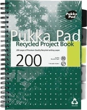 Pukka Project Book Recycled A4/100K Linjert Grønn 3 Stk