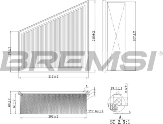 Luftfilter BREMSI FA1157 Luftfilter BREMSI FA1157