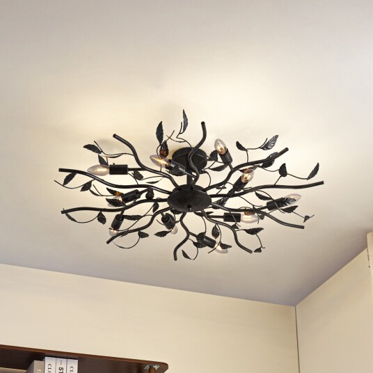 Lindby Yos taklampe 10 lyskilder 95 cm svart gull E14   Soverom 20 Svart