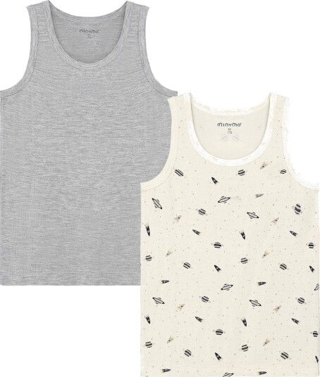 Minymo Undertrøye 2 pack Niagara Mist Minymo 9 år 134 Undertrøye Beige Grå