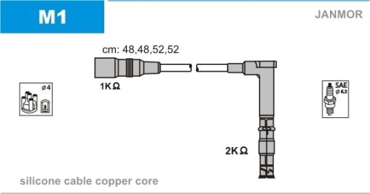 JANMOR M1 Tennplugg kabelsett