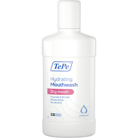 Munnvann Tørr munn TePe Hydrating Unflavoured 500 ml.
