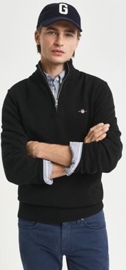 Gant Bomullsgenser med half zip BLACK L Gant Bomullsgenser med half zip BLACK L