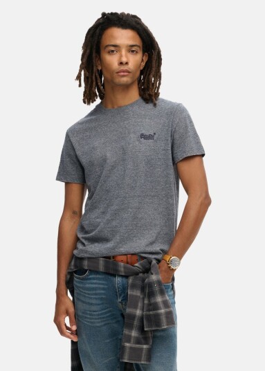 Superdry Essential Logo Emb Tee Eclipse Navy/Grey Marl Feeder L T Shirts