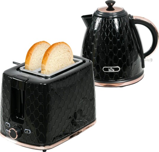 Vannkoker- og brødristersett, 1,7 l, multimodus, LED-display, svart Vannkoker- og brødristersett, 1,7 l, multimodus, LED-display, svart