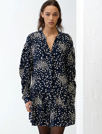 French Connection Thea Lizzie Dropped Waist Dres Navy S