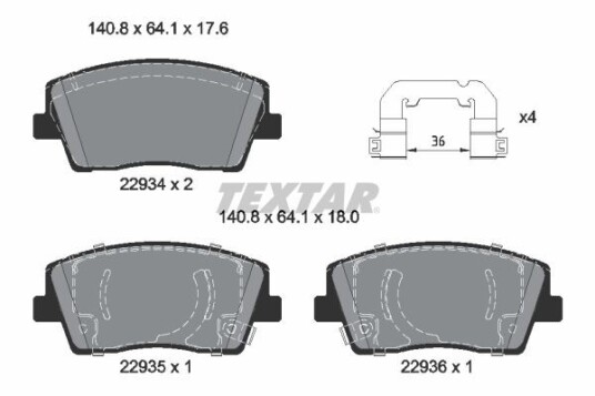 Bremseklosser TEXTAR 2293401 Bremseklosser TEXTAR 2293401