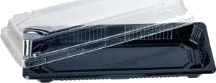 Sushibakke 220X90x40 Mm Ps Sort/Klart Låg,4 Ps X 100 Stk/Krt